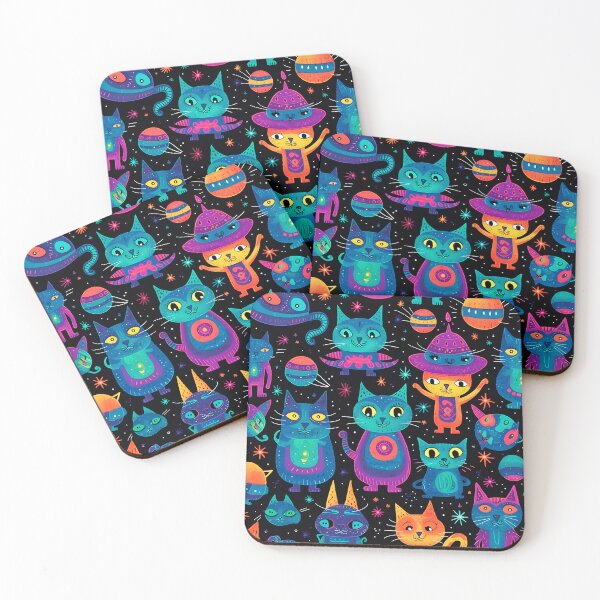 Item preview, Extraterrestrial Whiskers: Alien Kitty Pattern Art designed and sold by SweetRepeat.