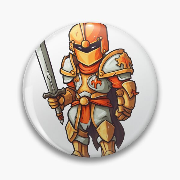 Item preview, Orange Knight holding a sword, glaring from within his helmet designed and sold by epically.