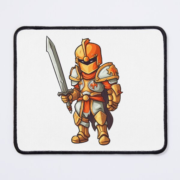 Item preview, Orange Knight holding a sword, glaring from within his helmet designed and sold by epically.