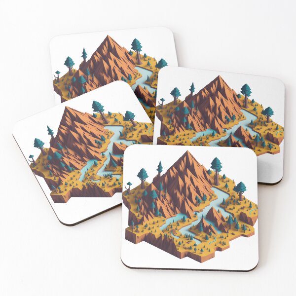 Item preview, Mountains River And Trees In Isometric Style  designed and sold by digitalhubdepot.