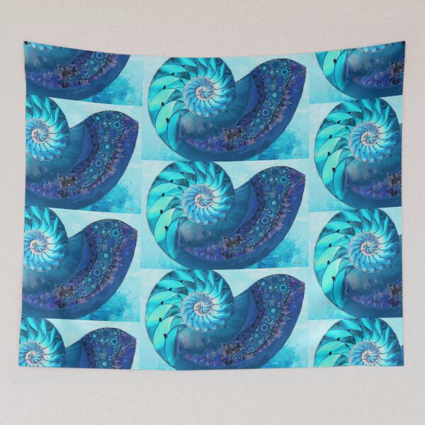 Item preview, Deep Blue Nautilus Seashell Shell Art designed and sold by Sharon Cummings Art.