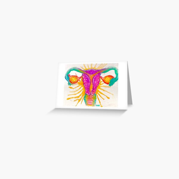Uterus Watercolor Painting Greeting Card
