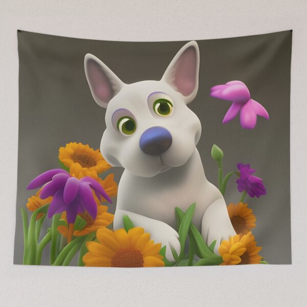 Item preview, Dogs and Flowers 15 designed and sold by Camila Hamdan.