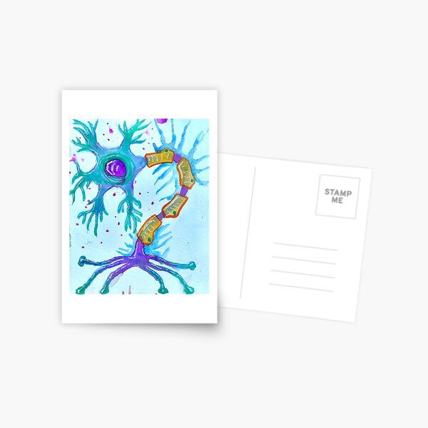 Nerve Cell Watercolor Painting Postcard