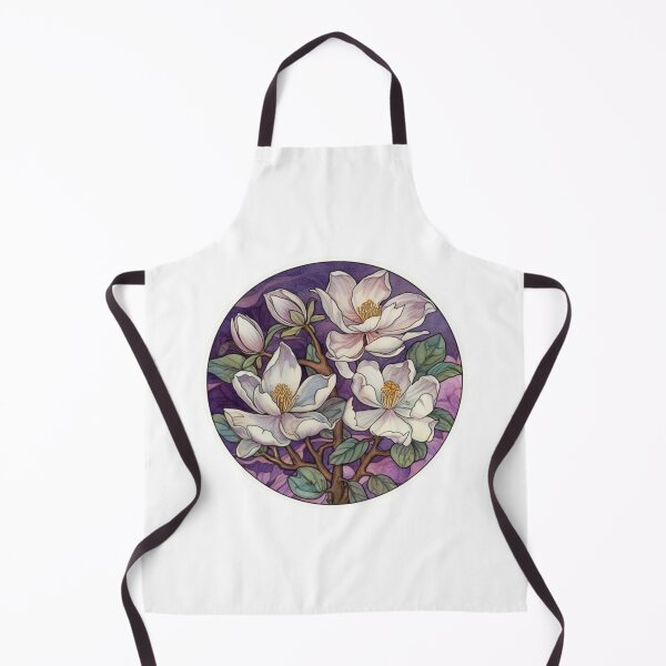 Item preview, Art Nouveau Blossoming White Magnolia Flowers on Royal Purple Background designed and sold by DarlaEdnaFleur.