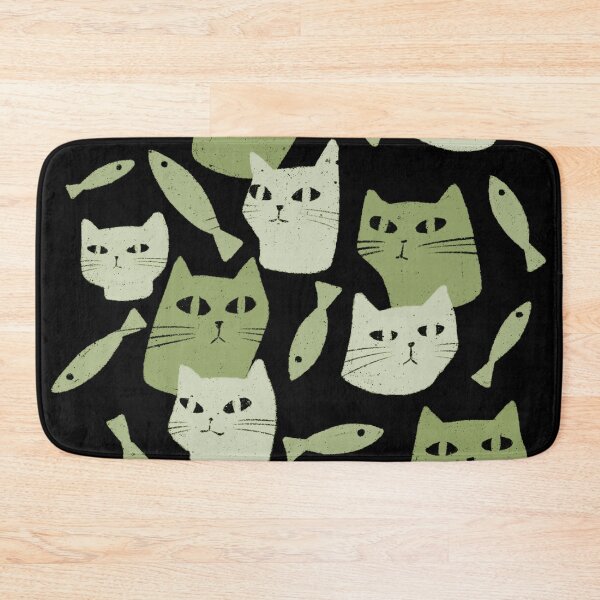Item preview, Strange green cats with black eyes and green fish designed and sold by IULIART.