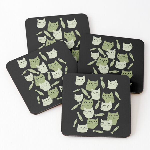 Item preview, Strange green cats with black eyes and green fish designed and sold by IULIART.