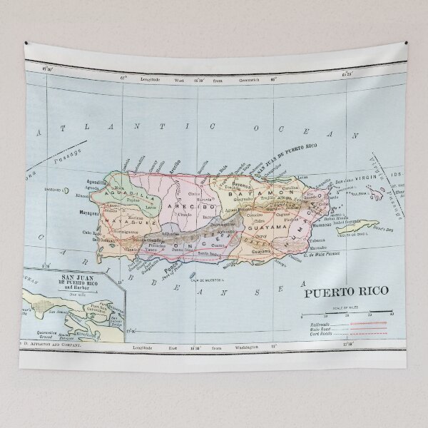Item preview, Vintage Puerto Rico Map (1899) Old PR Atlas designed and sold by BravuraMedia.