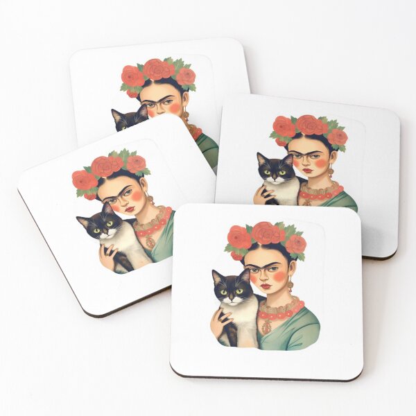 Item preview, Frida with Black and White Cat designed and sold by PBJBiscuit.