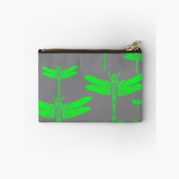 Item preview, EMERALD GREEN DRAGONFLIES GREY COLOR ART designed and sold by sharlesart.