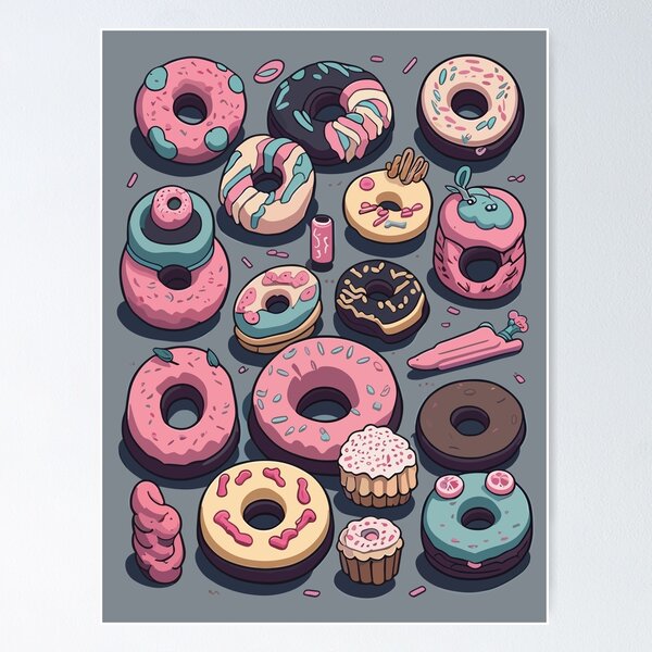 Item preview, Cute and Colorful Kawaii Donuts for Your Delight designed and sold by Diegos-.