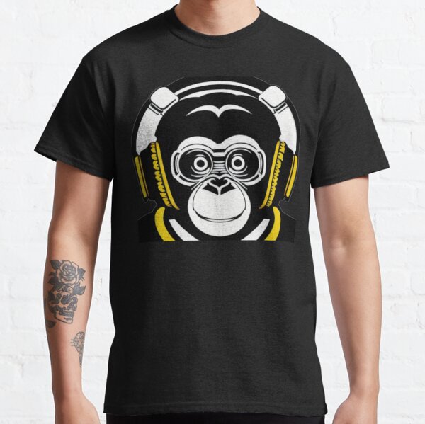Casque de singe noir et blanc T-shirt classique