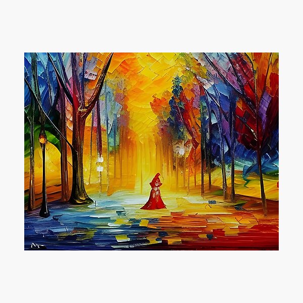 Red Riding Hood Lost In Rainbow Forest Photographic Print
