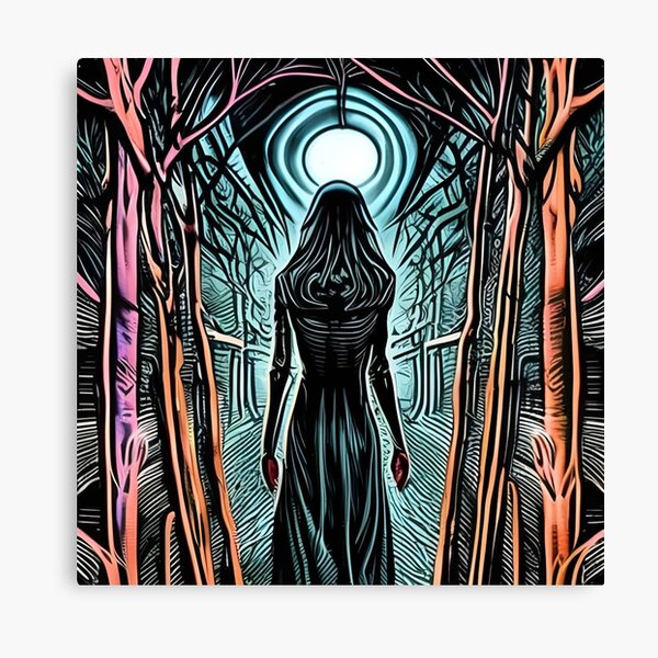 Midnight Woman in Black from Behind Canvas Print