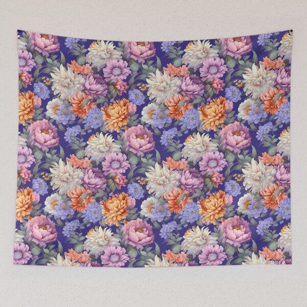 Item preview, Vintage gouache flower pattern designed and sold by BVDigitalArt.