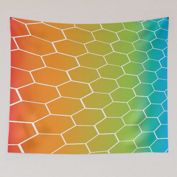 Artikelvorschau, REGENBOGEN-HEXAGON Abstrakte Kunst entworfen und verkauft von Bruce ALMIGHTY Baker.