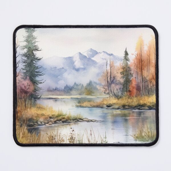 Item preview, Azure Horizons: Serenade of Tranquility - Unique watercolor painting for nature lovers, who enjoy the natural beauty of the quiet serenity of a mountain lake. designed and sold by Daniel Wampler.
