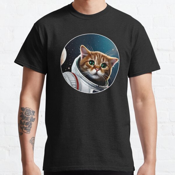 Ginger Tabby Astronaut Cat Traveling In Space Classic T-Shirt