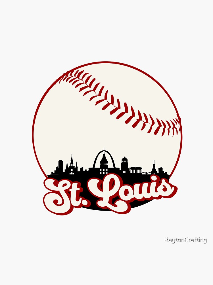 Vintage St. Louis Baseball Skyline Cardinal Retro Sticker for