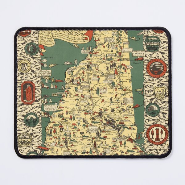 Item preview, Vintage New Hampshire Pictorial Map (1926) Old Granite State NH Atlas designed and sold by BravuraMedia.