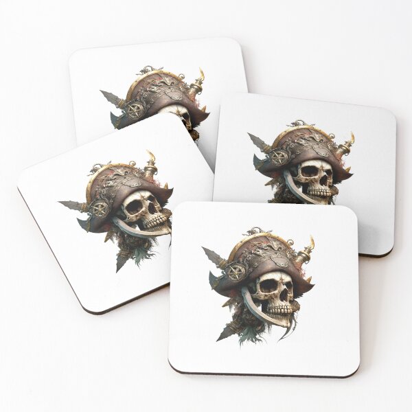 Item preview, SKULL DARK PIRATE HAT SHIP OCEAN SEA CARIBEAN SEA ATLANTIC SWORDS GUNS designed and sold by ogirdorgraphics.