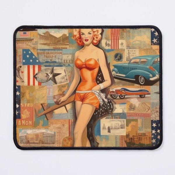 Item preview, America Beauty Retro Vintage Patchwork Collage Pattern of Americana designed and sold by BrandonArtWorld.