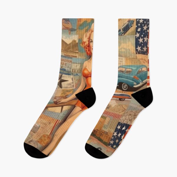 Item preview, America Beauty Retro Vintage Patchwork Collage Pattern of Americana designed and sold by BrandonArtWorld.