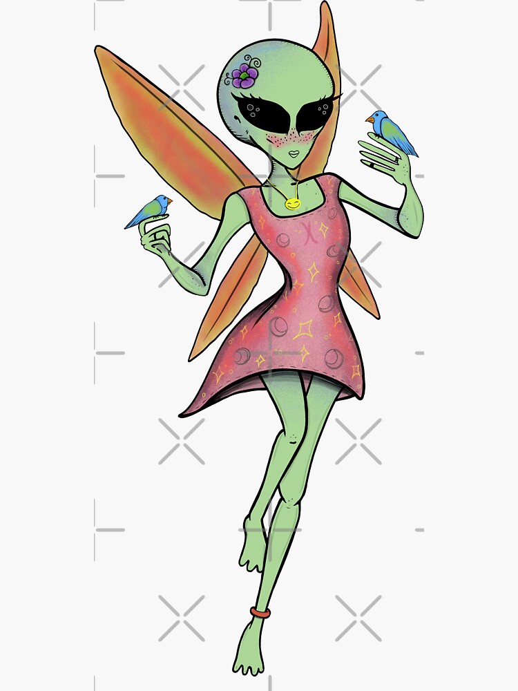 Thumbnail 3 of 3, Sticker, Bird Friend Fairy designed and sold by softnosferatu.
