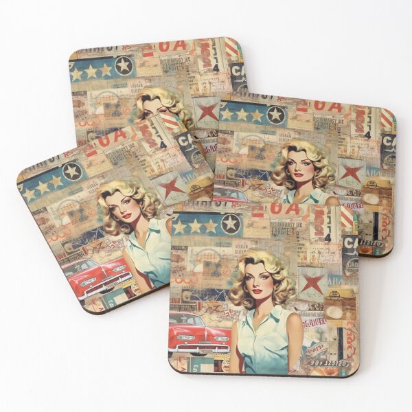 Item preview,  America Beauty Retro Vintage Patchwork Collage Pattern of Americana designed and sold by BrandonArtWorld.