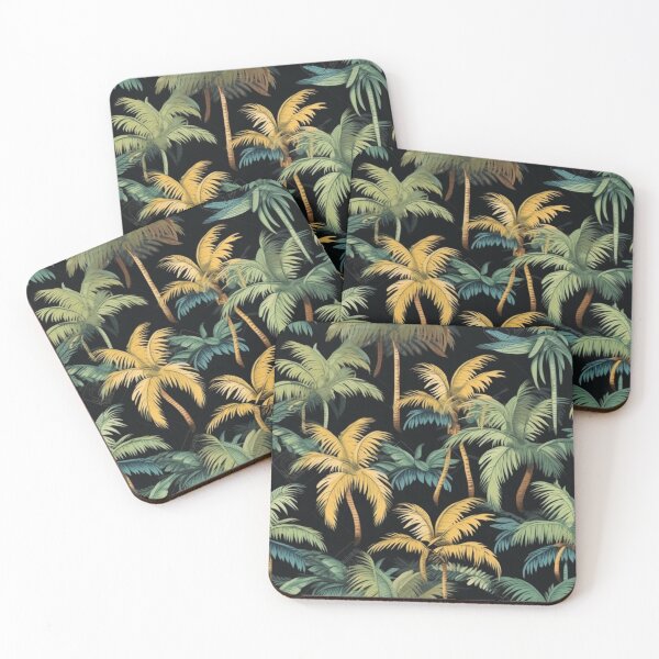 Item preview, Simple palms pattern on black background designed and sold by imagenia.