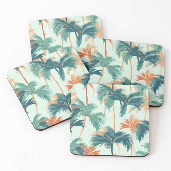 Item preview, Simple tropical palm trees pattern on a clear blue background designed and sold by imagenia.