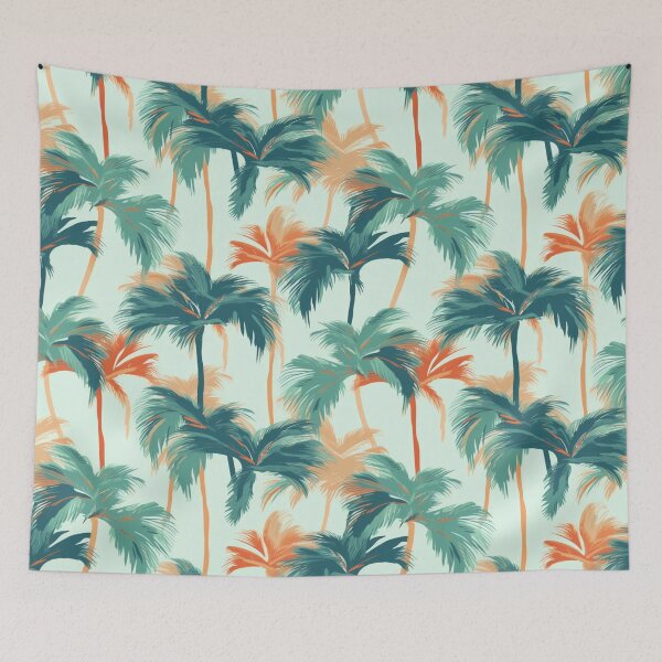 Item preview, Simple tropical palm trees pattern on a clear blue background designed and sold by imagenia.