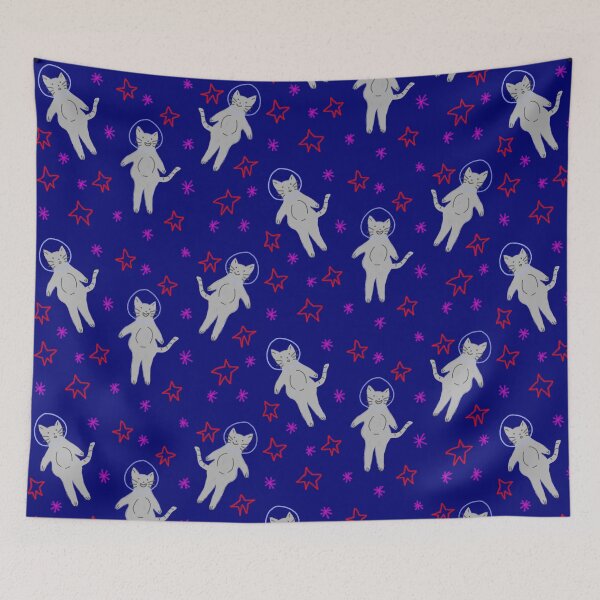 Item preview, little cats in neon space designed and sold by mushroommakes.