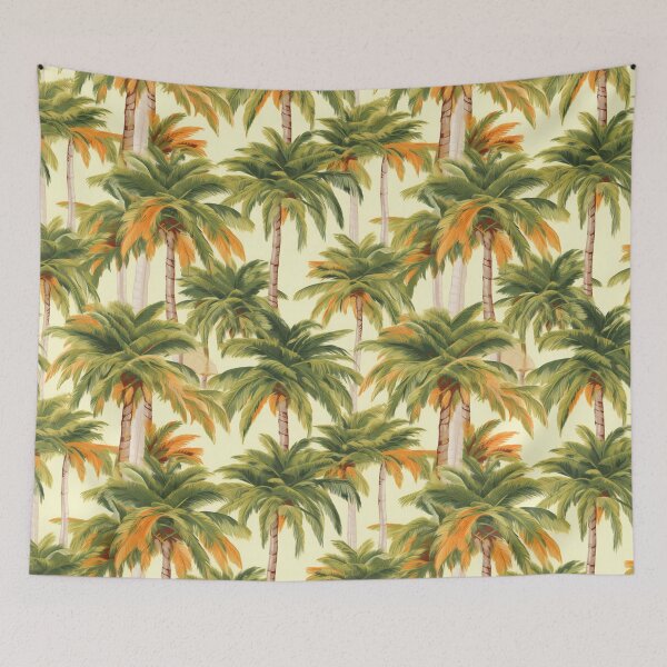 Item preview, Simple green tropical palms pattern on white background designed and sold by imagenia.