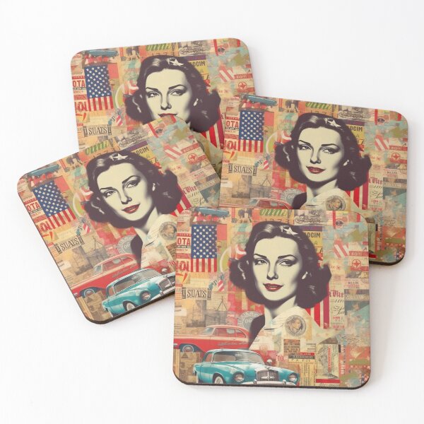 Item preview,  America Beauty Retro Vintage Patchwork Collage Pattern of Americana designed and sold by BrandonArtWorld.