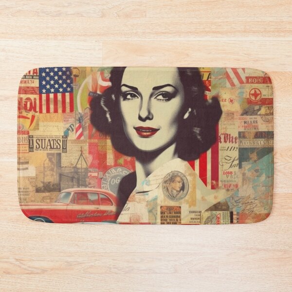 Item preview,  America Beauty Retro Vintage Patchwork Collage Pattern of Americana designed and sold by BrandonArtWorld.