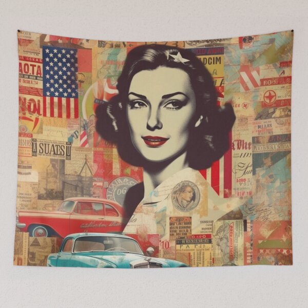 Item preview,  America Beauty Retro Vintage Patchwork Collage Pattern of Americana designed and sold by BrandonArtWorld.