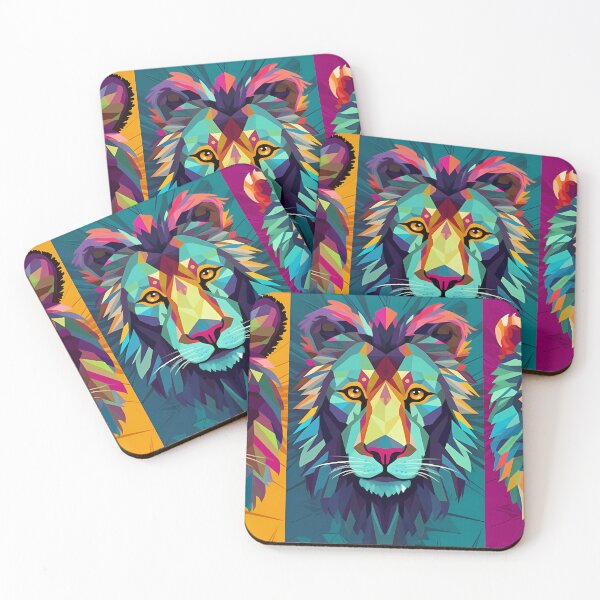Item preview, Pop Art Prowess: Vibrant Triptych of Geometric Lions designed and sold by SweetWhiskers.