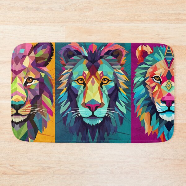 Item preview, Pop Art Prowess: Vibrant Triptych of Geometric Lions designed and sold by SweetWhiskers.