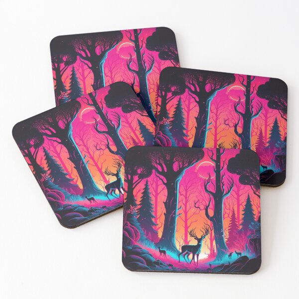 Item preview, Neon-infused design of a surreal, glowing forest designed and sold by iDezine GD.