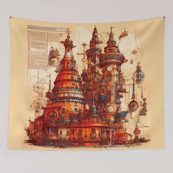Item preview, Steampunk Victorian Fantasy Art Nouveau Architecture designed and sold by entwithanaxe.