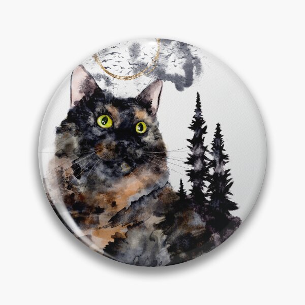 Item preview, Forest Truffle Surreal Watercolor Tortoiseshell Cat designed and sold by Valerie Englehart.