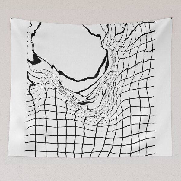 Item preview, Transience 03 in White - Contemporary Abstract Expressionism - Black and White - Distorted Grid designed and sold by Studio Grafiikka.