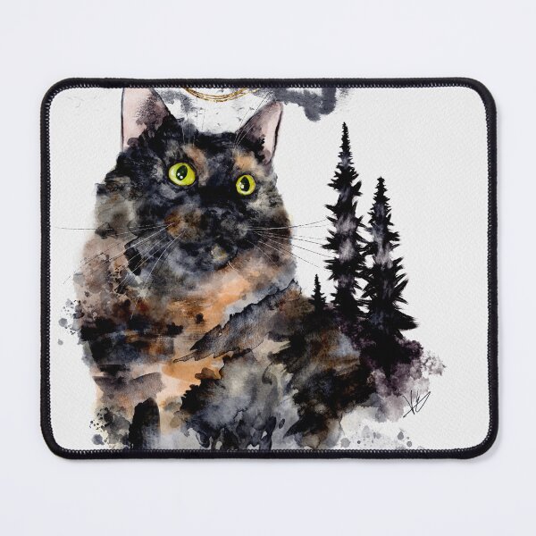 Item preview, Forest Truffle Surreal Watercolor Tortoiseshell Cat designed and sold by Valerie Englehart.