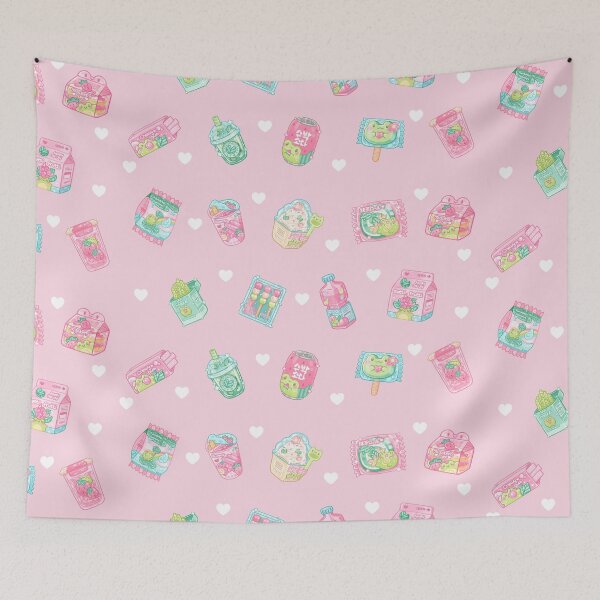 Item preview, Pink kawaii Frogs with japanese Candy and Snacks Pack of 14 stickers  designed and sold by Kukookat.