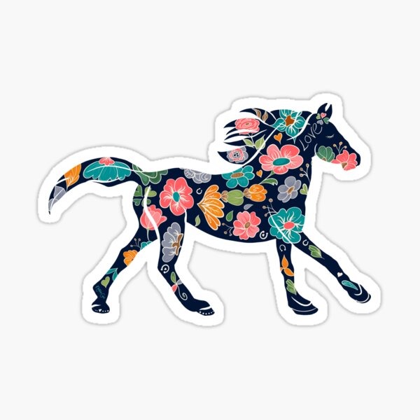 Floral Horse Silhouette Horse Sticker