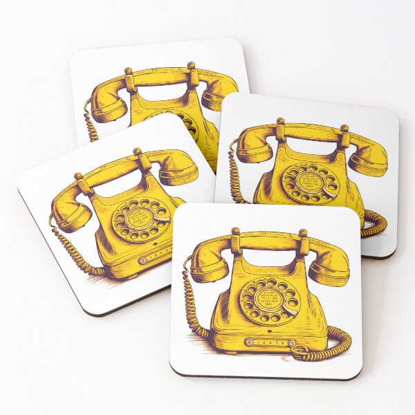 Item preview, Old-fashioned yellow telephone in comic-style drawing designed and sold by sAInne22.