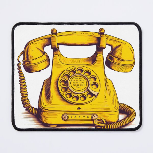 Item preview, Old-fashioned yellow telephone in comic-style drawing designed and sold by sAInne22.