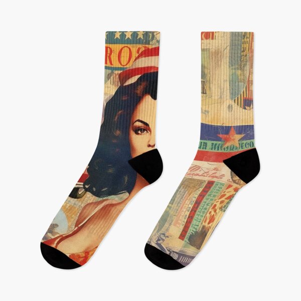 Item preview, America Beauty Retro Vintage Patchwork Collage Pattern of Americana designed and sold by BrandonArtWorld.