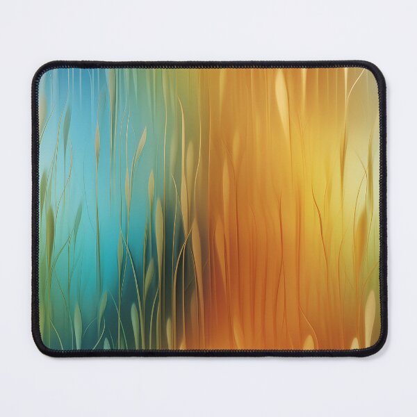 Aperçu de l'œuvre Motif de blé abstrait en dégradé bleu, orange et vert, texture de verre dépoli sans couture, généré par l'IA créée et vendue par drawerwalker.